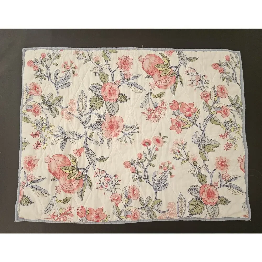 Set 2 TAHARI HOME Quilted King Pillow Shams Floral Blue Pink White COTTAGECORE